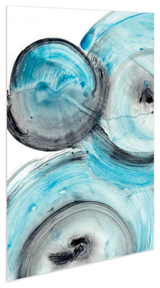 Blue Circles Abstract Wall Art Printed on Frameless Free Floating Tempered Glass