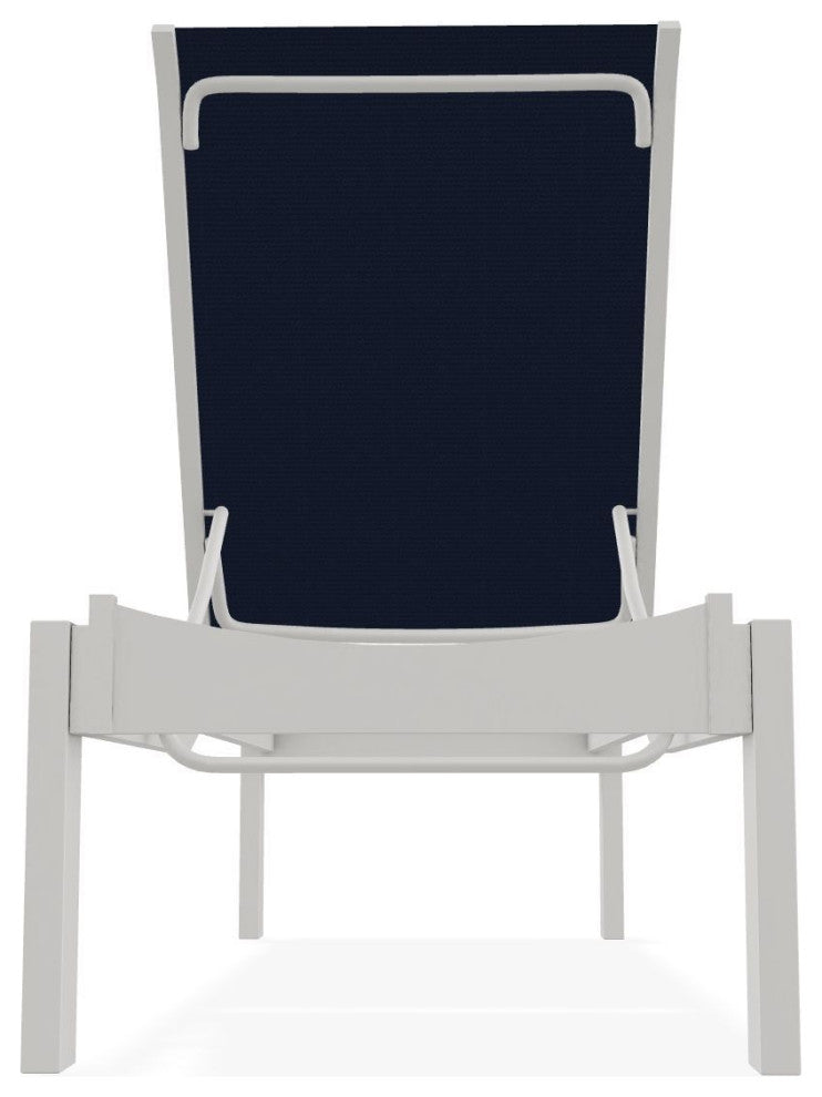 Leeward Sling Stackable Outdoor Chaise Lounge, Navy/Snow