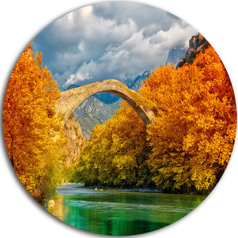 Konitsa Bridge, Photography Round Wall Art, 36"