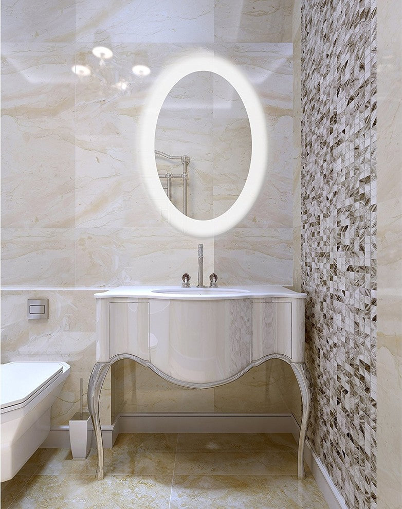 Dyconn Faucet Royal Oval Wall Mounted Backlit Vanity Bathroom LED Mirror, 25"x35