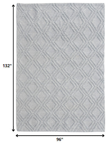 8"x11" Gray Diamond Lattice Modern Area Rug