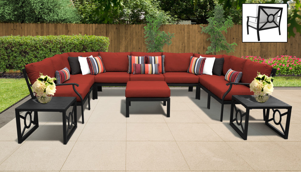 kathy ireland Madison Ave. 12 Piece Aluminum Patio Furniture Set 12g, Cinnamon