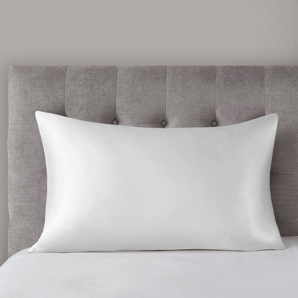 Madison Park Mulberry Silk Luxury Single Pillowcase, White, Standard