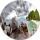Exotic Tropical Beach Under Blue Sky, Seascape Round Metal Artwork, 23"