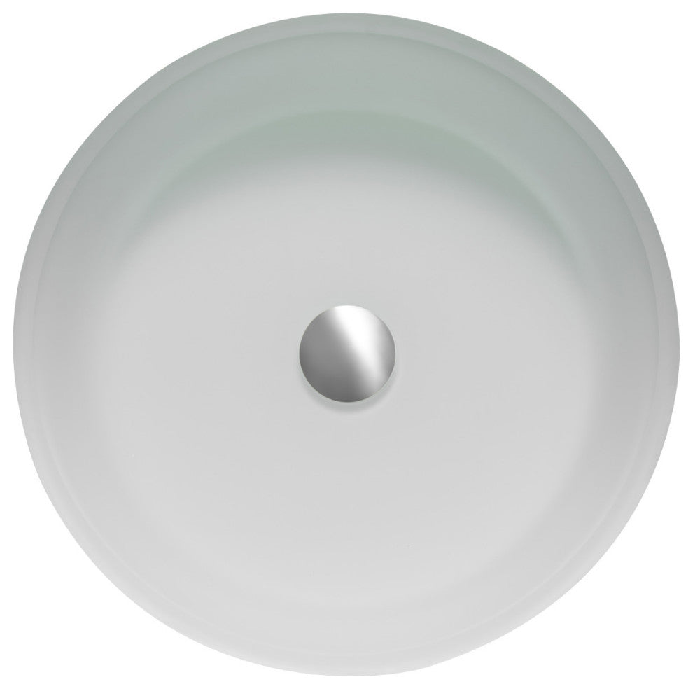 Circular Vessel Bathroom Sink without Faucet, White