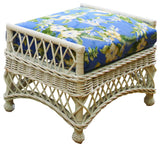 Bar Harbor Ottoman, White, Wheat Fabric