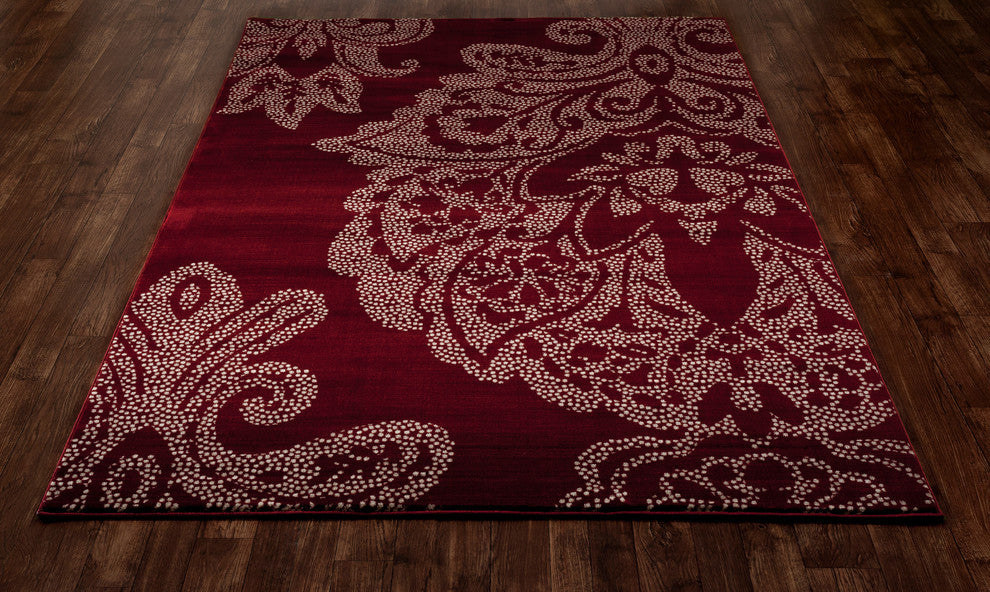 Bastille Large Damask Red 5'3"x7'7" Area Rug