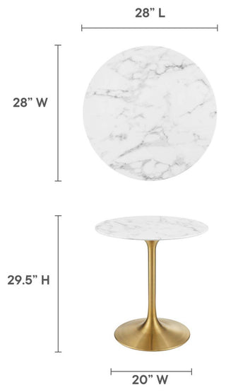 Lippa 28" Round Dining Table, Gold White