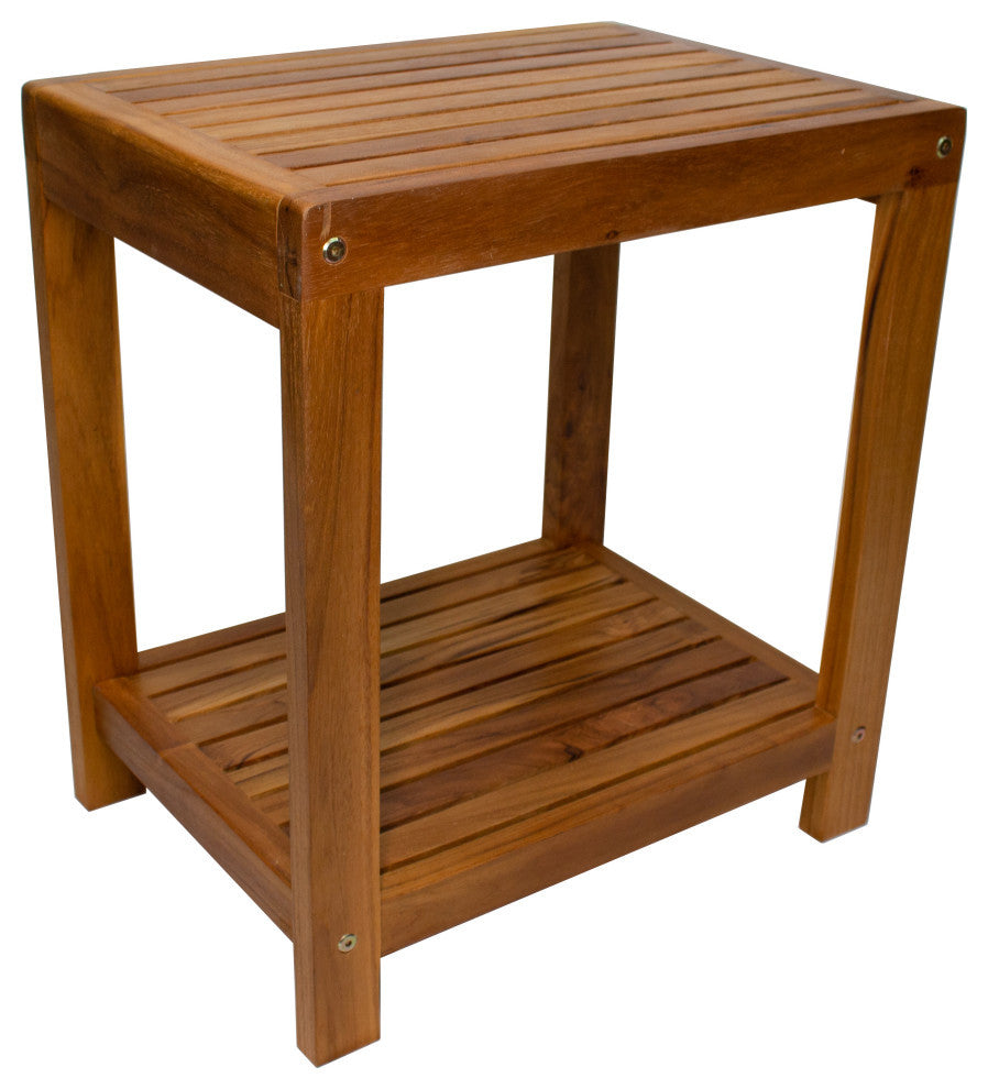 Nordic Style Oiled Teak Spa Bench With Shelf "“ 18"³