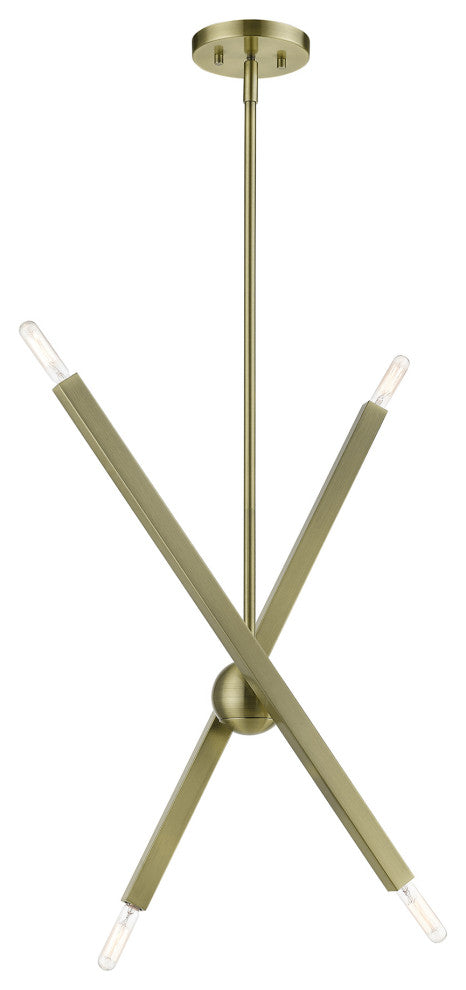 Livex Lighting Monaco 4-Light Antique Brass Linear Chandelier