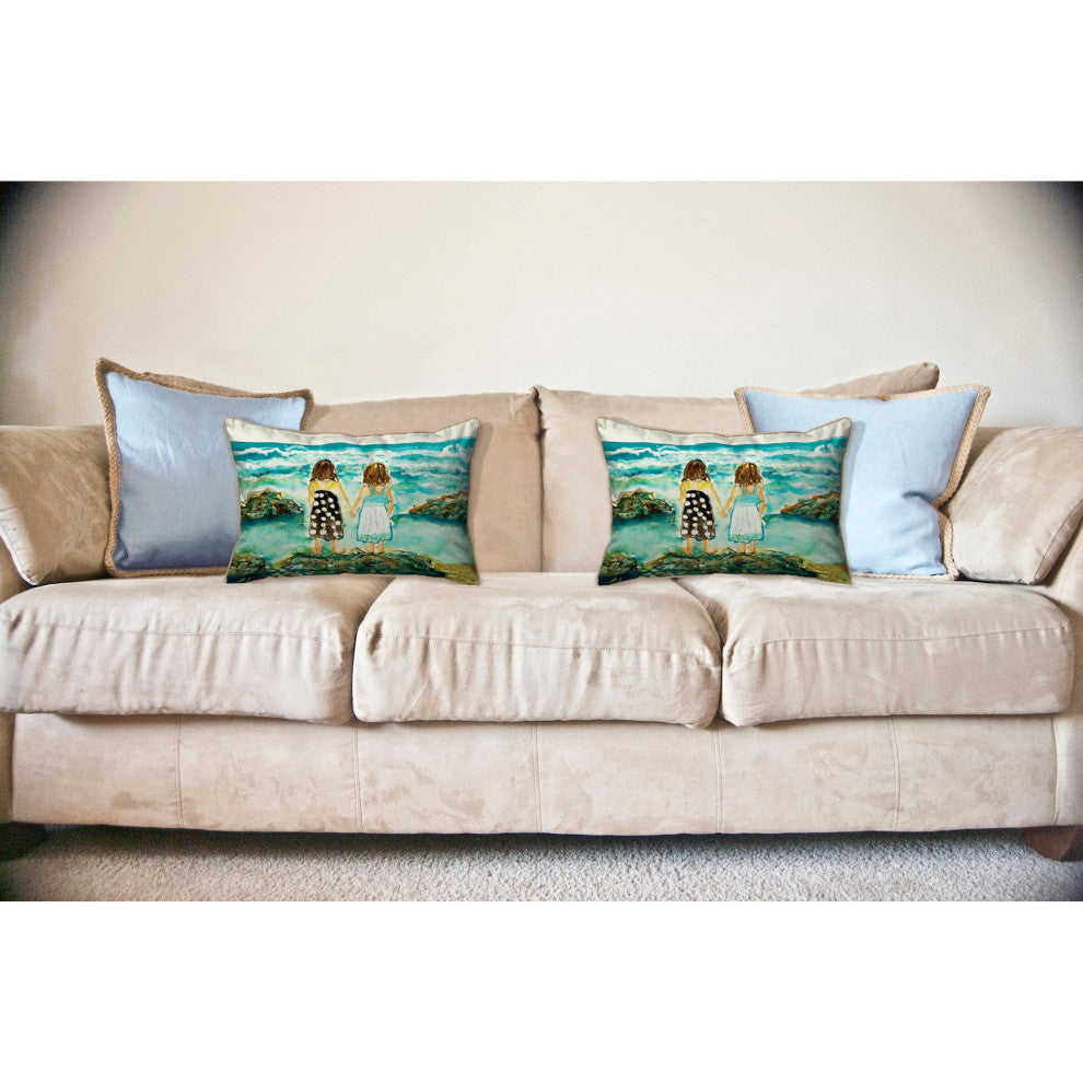 Twins on Rocks Large Indoor/Outdoor Pillow 16x20