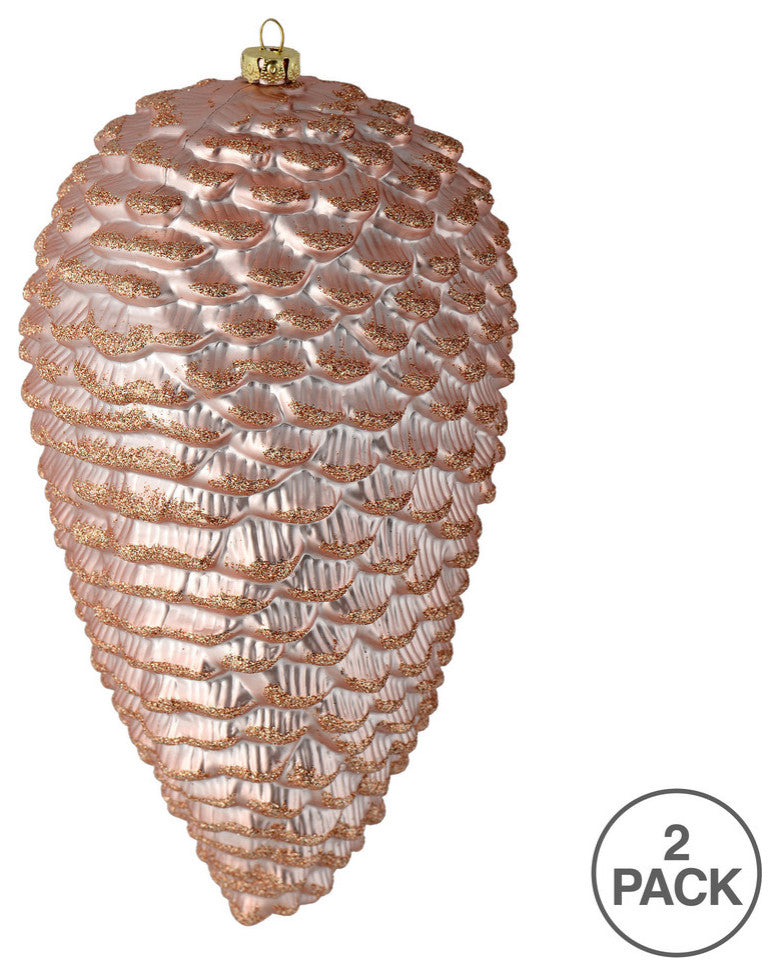 Vickerman N187358D 10" Rose Gold Matte Glitter Pinecone Christmas Ornament