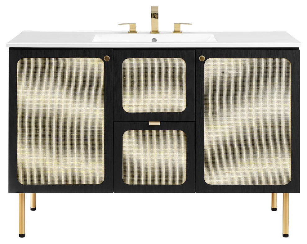 Chaucer 48" Single Sink Bathroom Vanity - Black White