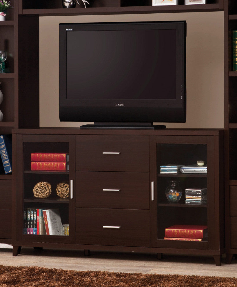 3 Drawers and 2 Doors TV Console, Cappuccino