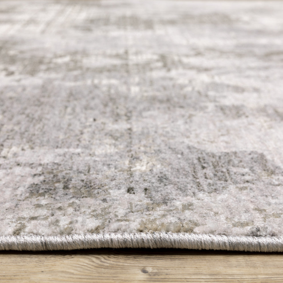Noble Distressed Abstract Grey/ Ivory Indoor Area Rug, Grey, 9'10"x12'10"