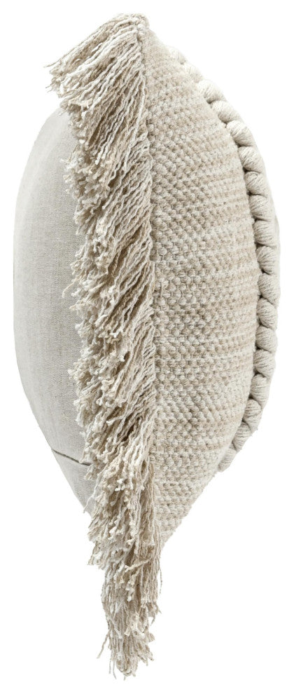 Lucera Woven Fabric Throw Pillow, Beige, 14x26