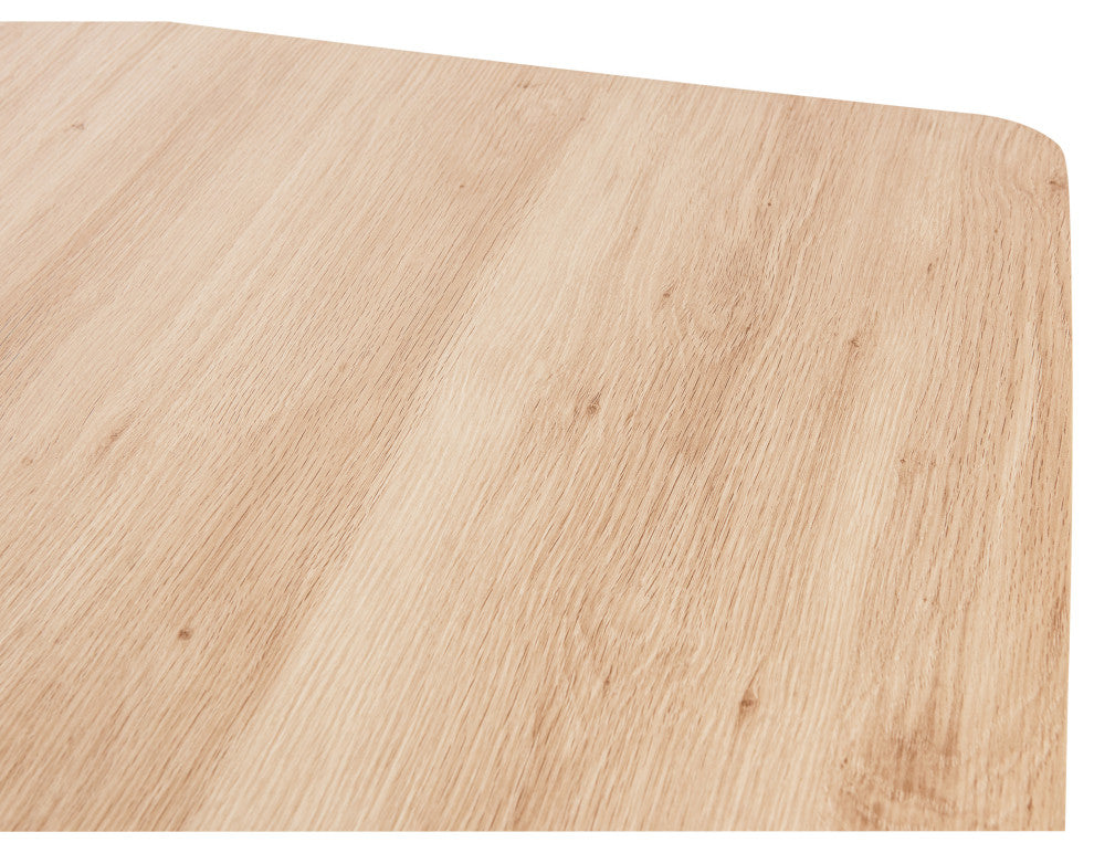 Ravenna 63" MDF Dining Table With X-Cross Geometric Metal Base, Maple