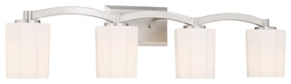 Whitney 4-Light Bathroom Vanity Light, Matte Black, Satin Nickel