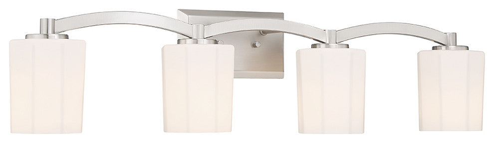 Whitney 4-Light Bathroom Vanity Light, Matte Black, Satin Nickel