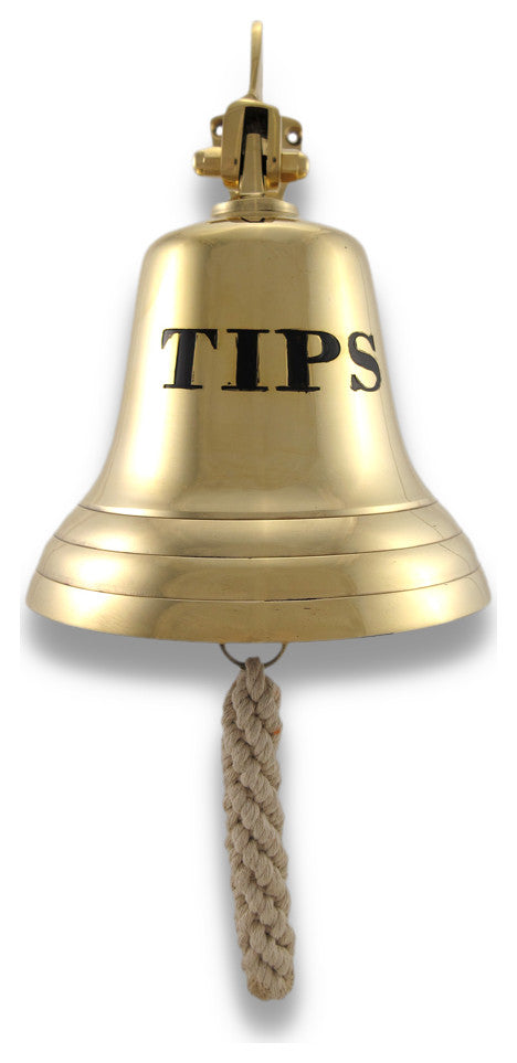 Solid Brass 'Tips' Bell Wall Mounted Bartender's Bell