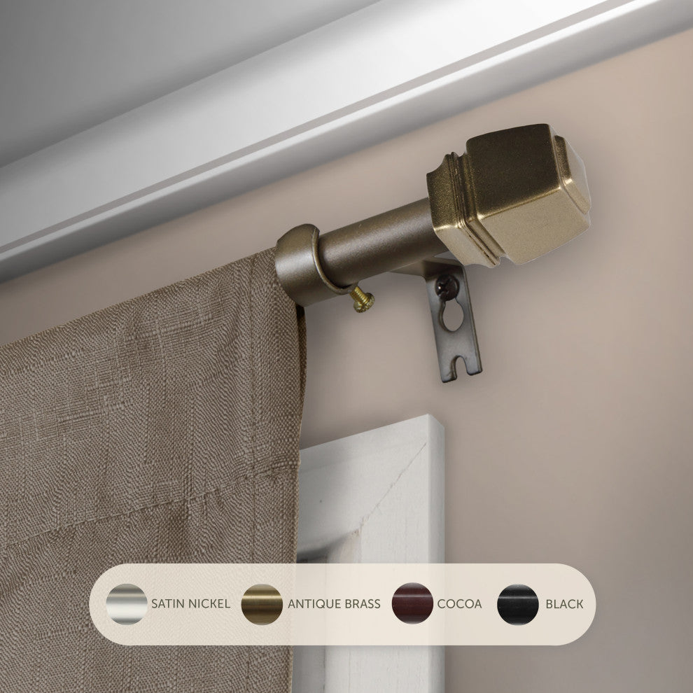 Nona 5/8" Curtain Rod, Antique Brass, 18-28"