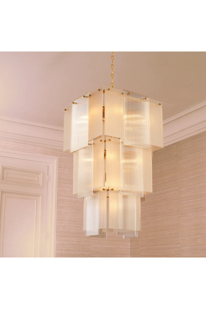 Frosted Glass Tiered Chandelier, Eichholtz Giardano