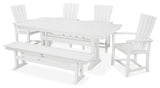 POLYWOOD Quattro 6-Piece Farmhouse Dining Set with Bench