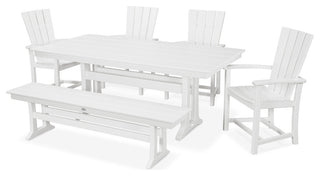 POLYWOOD Quattro 6-Piece Farmhouse Dining Set with Bench