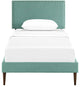 Modway Phoebe Twin Fabric Platform Bed With Round Tapered Legs, Laguna