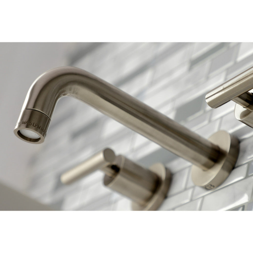 Kingston Brass KS8128CML 2-Handle 8" Wall Mount Bathroom Faucet, Brushed Nickel