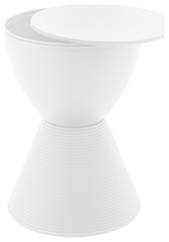 LeisureMod Modern Round Boyd Side Table, White