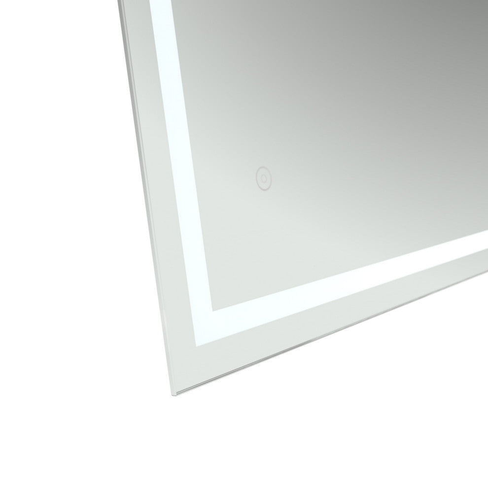 Rectangular Frameless Dimmable Anti-Fog Wall Mounted LED Bathroom Vanity Mirror, 24"x 36"