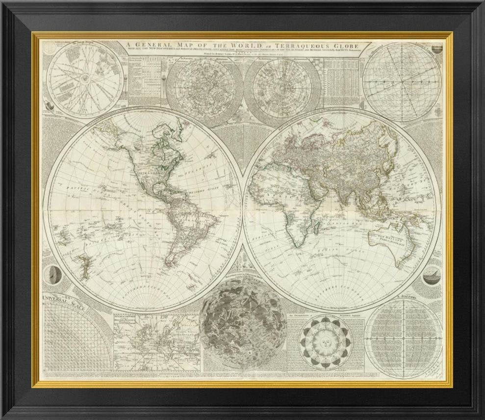 "Composite: World or Terraqueous Globe, 1787"  by Samuel Dunn, 26x23"