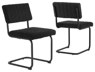 Parity Boucle Dining Side Chairs, Set of 2, Black Black