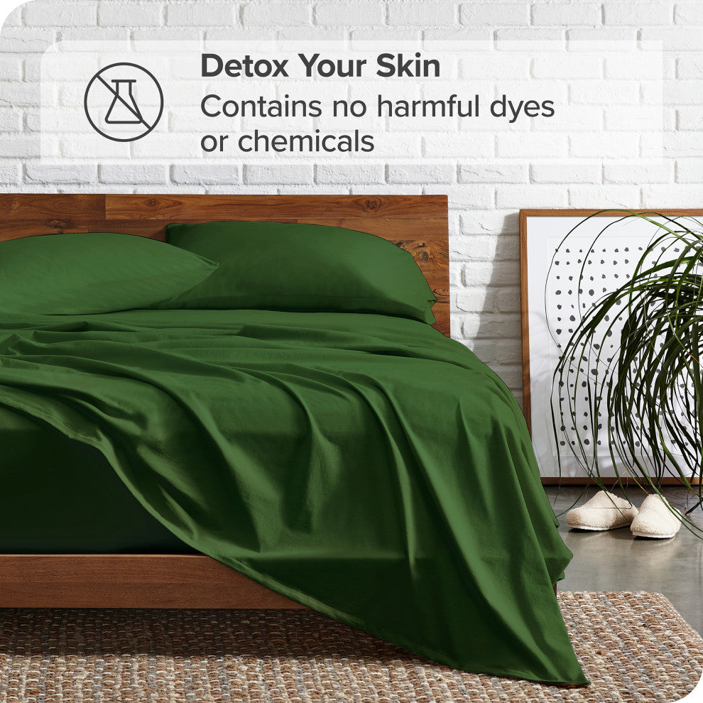 Bare Home 1800 Microfiber Sheet Set, Forest Green, Queen