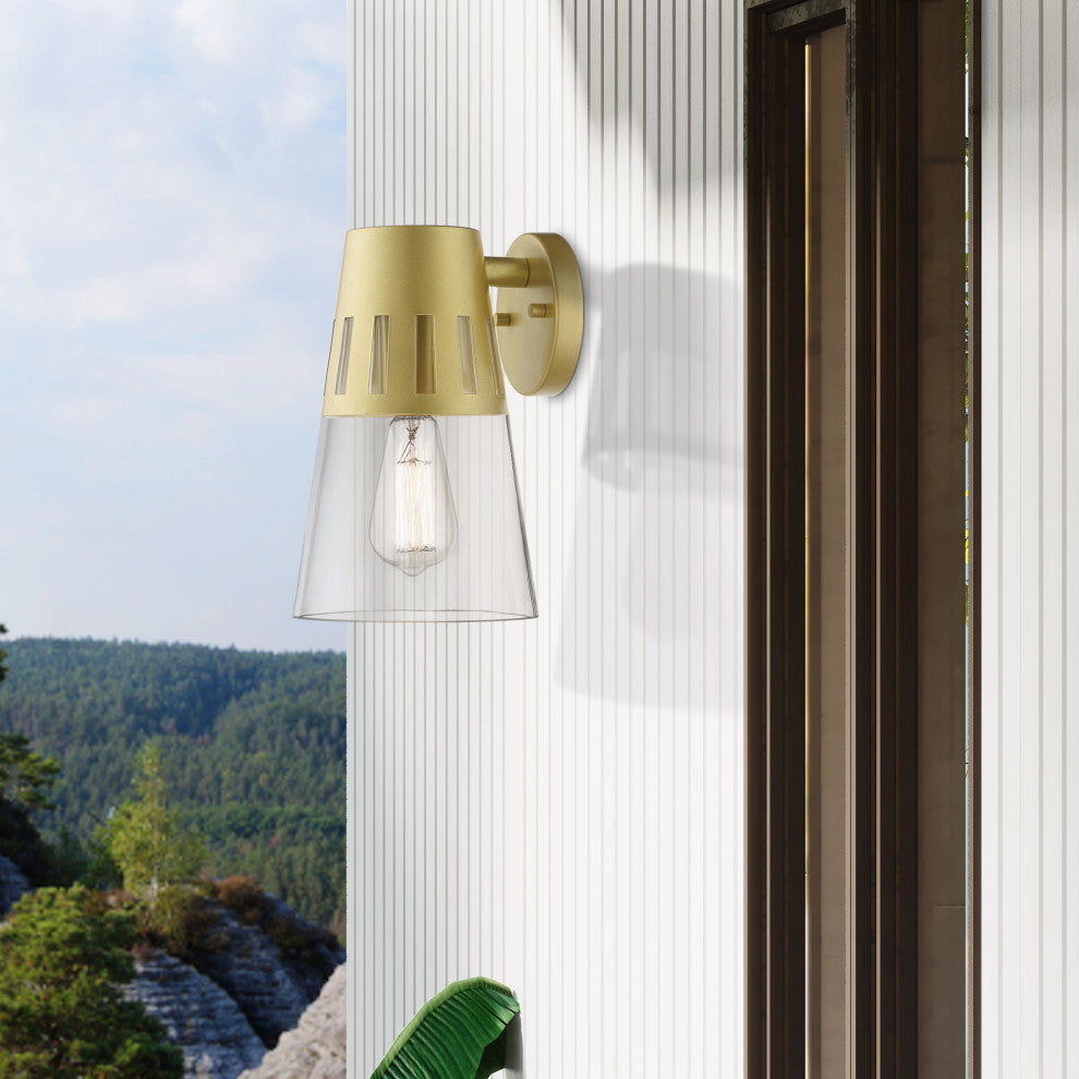 Covington 1-Light Soft Gold Outdoor Medium Wall Lantern