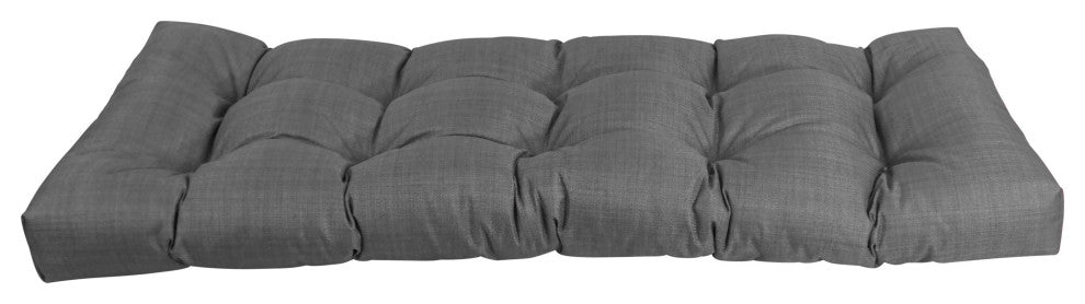 46"x19" Tufted Solid Outdoor Spun Polyester Loveseat Cushion Gray