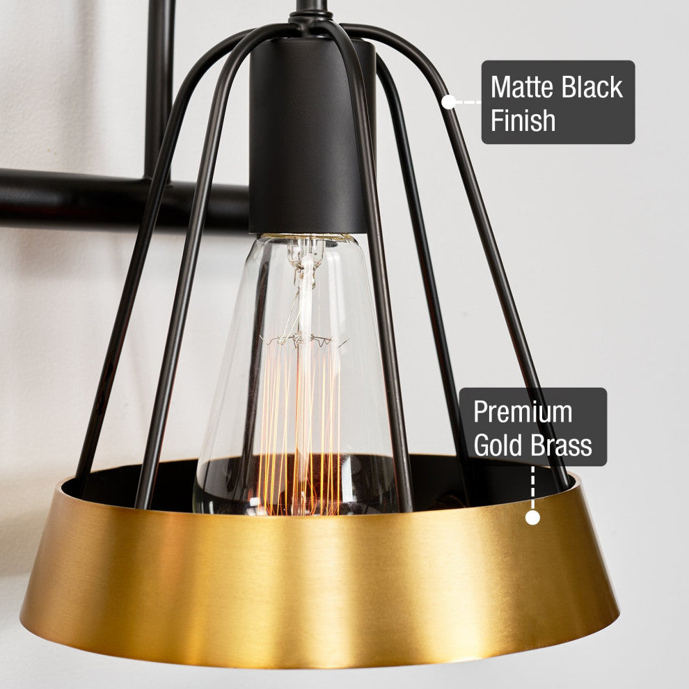 Kira Home Hayes 25" Farmhouse Metal Cage / Bathroom Light, Conic Metal Shades