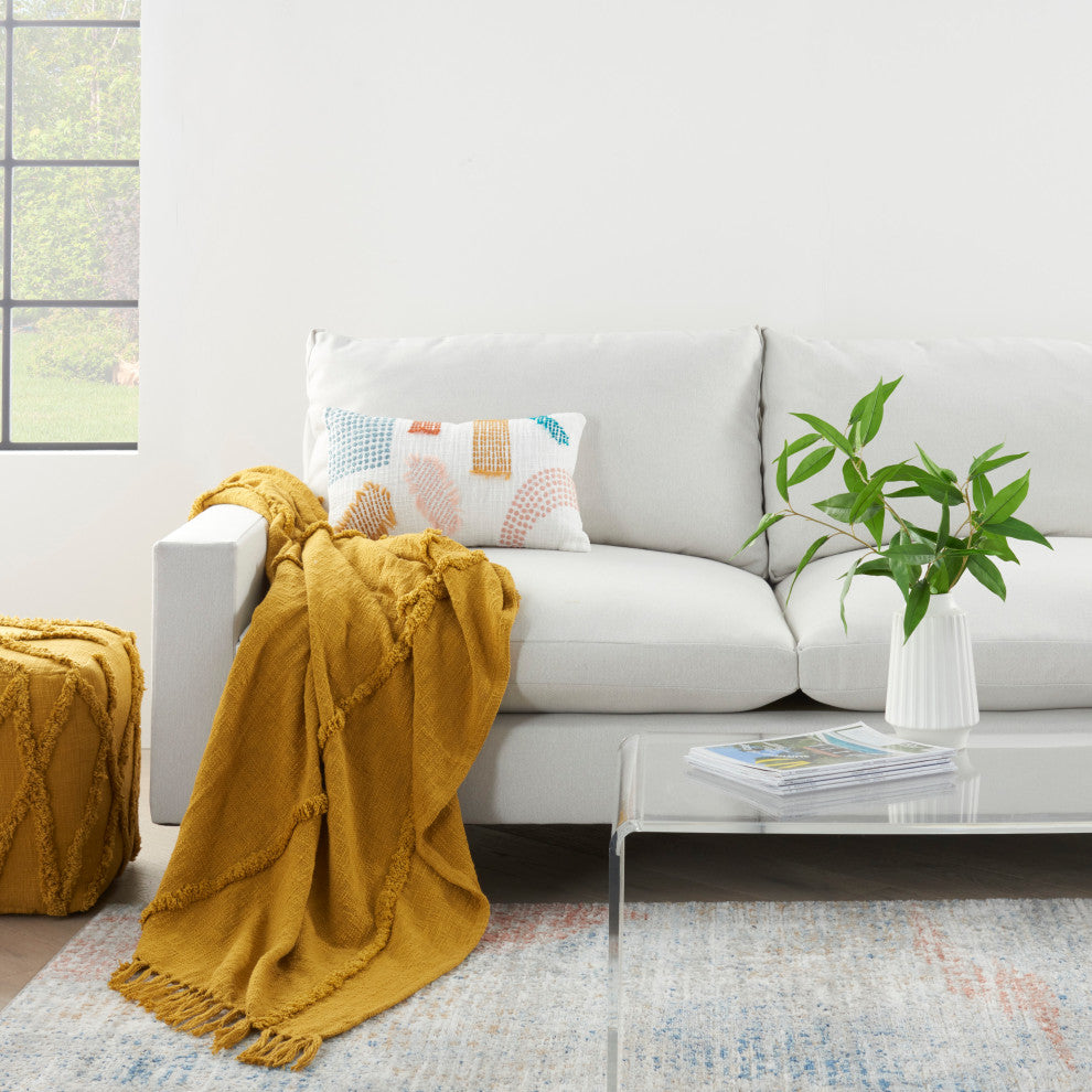 Mina Victory SH018 Throw Blanket, Mustard, 50" x 60"