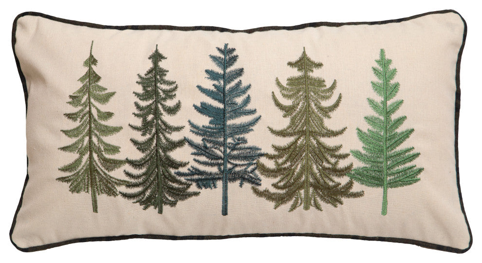 Row of Pine Trees Rustic Cabin Throw Pillow, Insert Included, 14"x26"