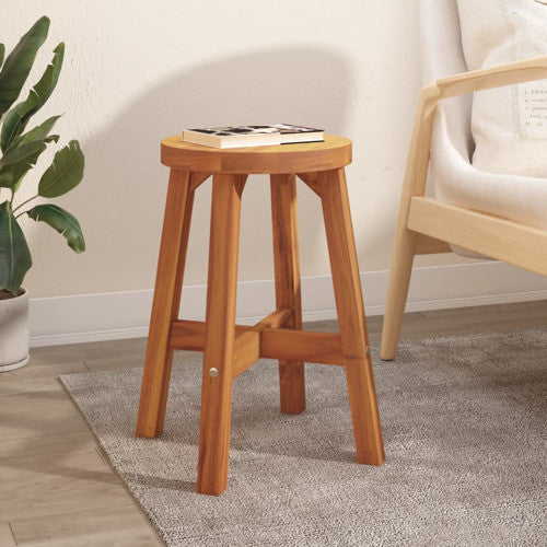 vidaXL Stool Vanity Stool with Solid Wood Legs Brown Round Solid Wood Acacia