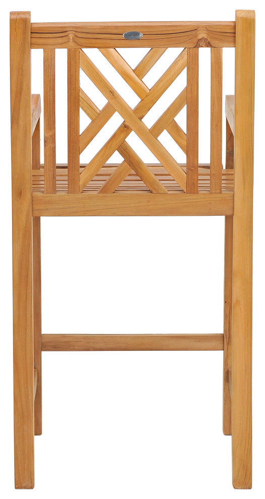 Teak Wood Chippendale Patio Bar Chair