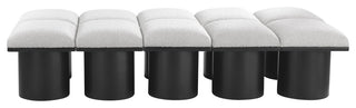 Pavilion Boucle Fabric Upholstered 10-Piece Modular Bench, Cream, Black Finish