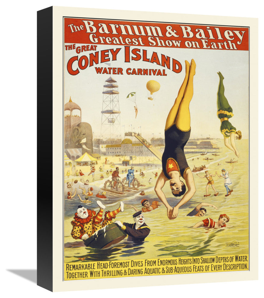 "Barnum & Bailey Coney Island Water Carnival 3g10497u" Canvas Giclee, 12"x16"