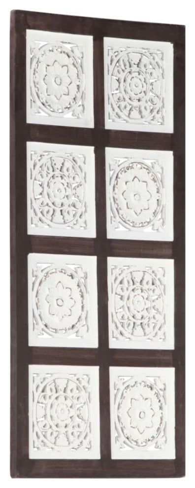 Vidaxl Hand-Carved Wall Panel Mdf 15.7"x31.5"x0.6" Brown And White