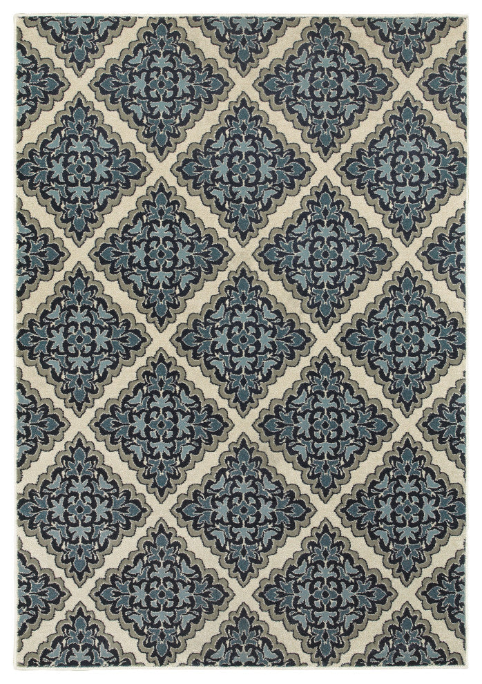 Oriental Weavers Linden Ivory/ Blue Geometric Indoor Area Rug 5'3"X7'6"