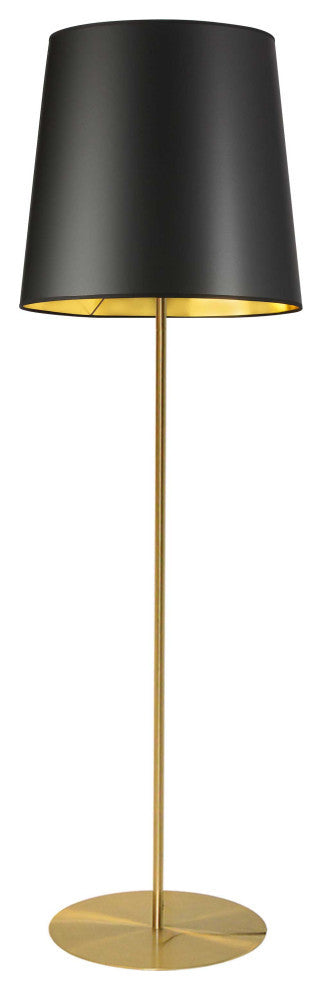 1-Light Modern Minimalist Floor Lamp, Aged Brass With Black and Gold Shade