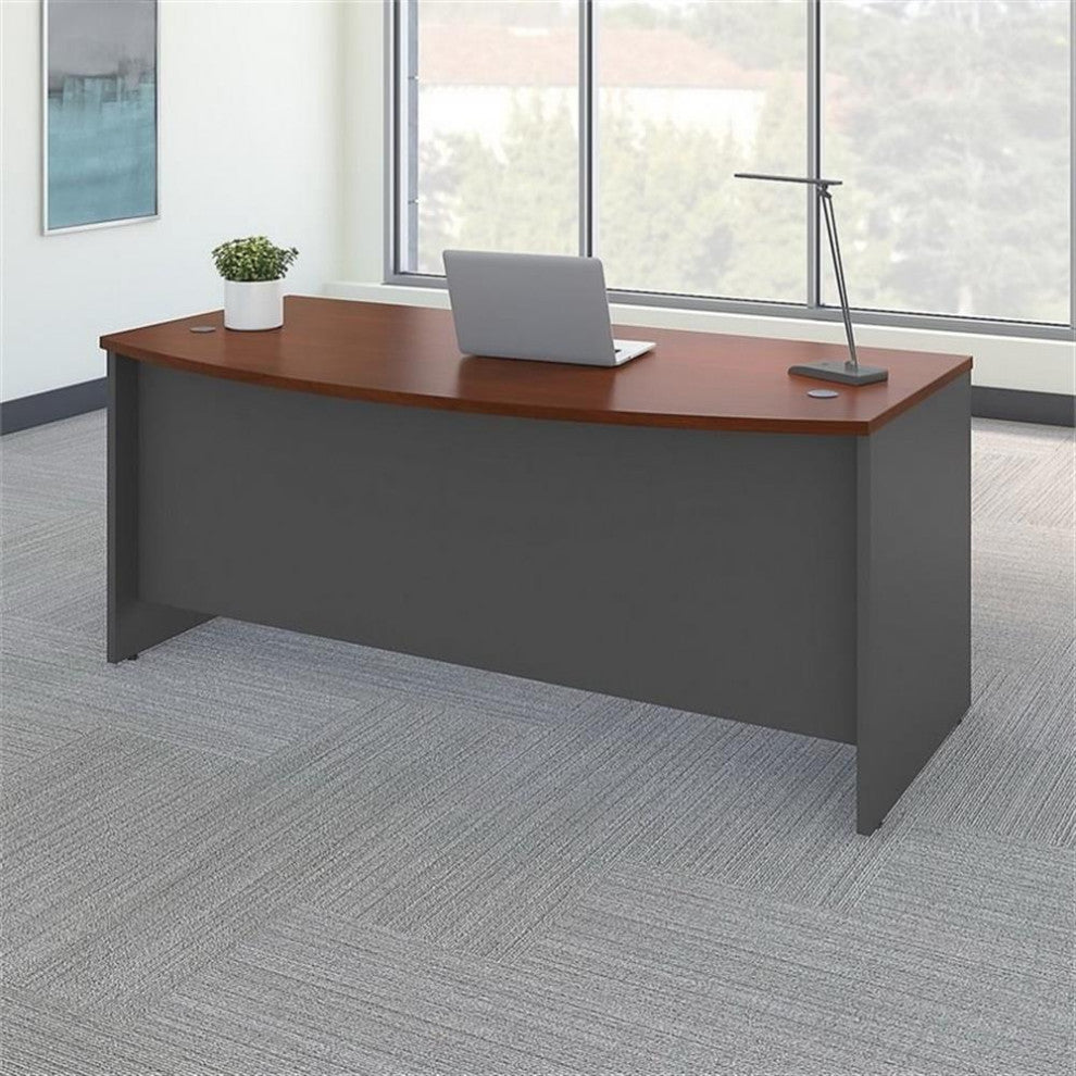 Series C 72W x 36D Bow Front Office Desk in Hansen Cherry - Engineered Wood