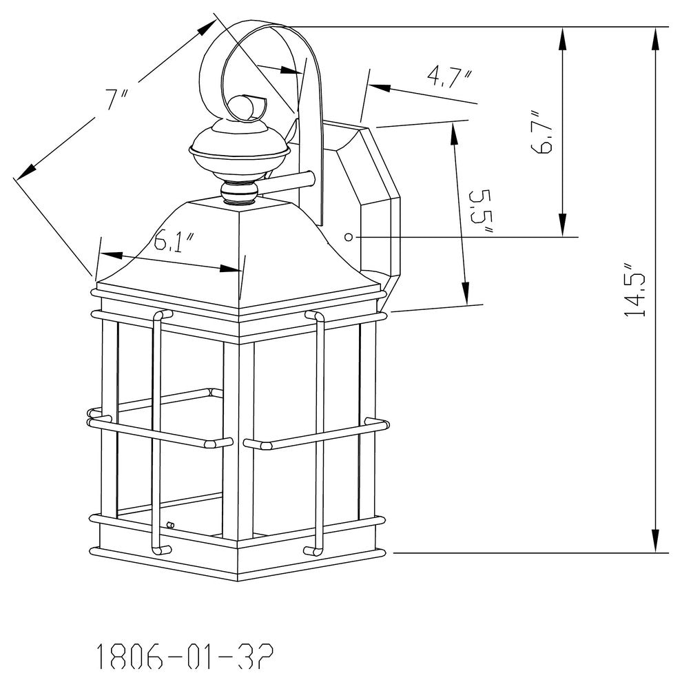 1 Light Outdoor Wall Lantern, Antique Bronze, Clear Seeded Glass Panels