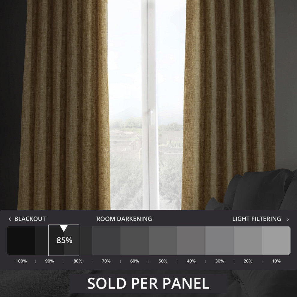 Faux Linen Darkening Curtain Single Panel, Butterscotch, 50"x108"